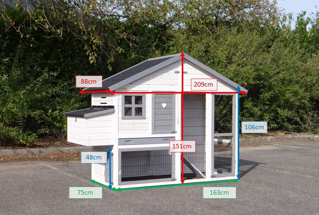 Garden Medium Chicken Coop White-Grey