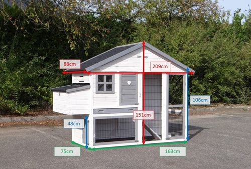 Garden Medium Chicken Coop White-Grey