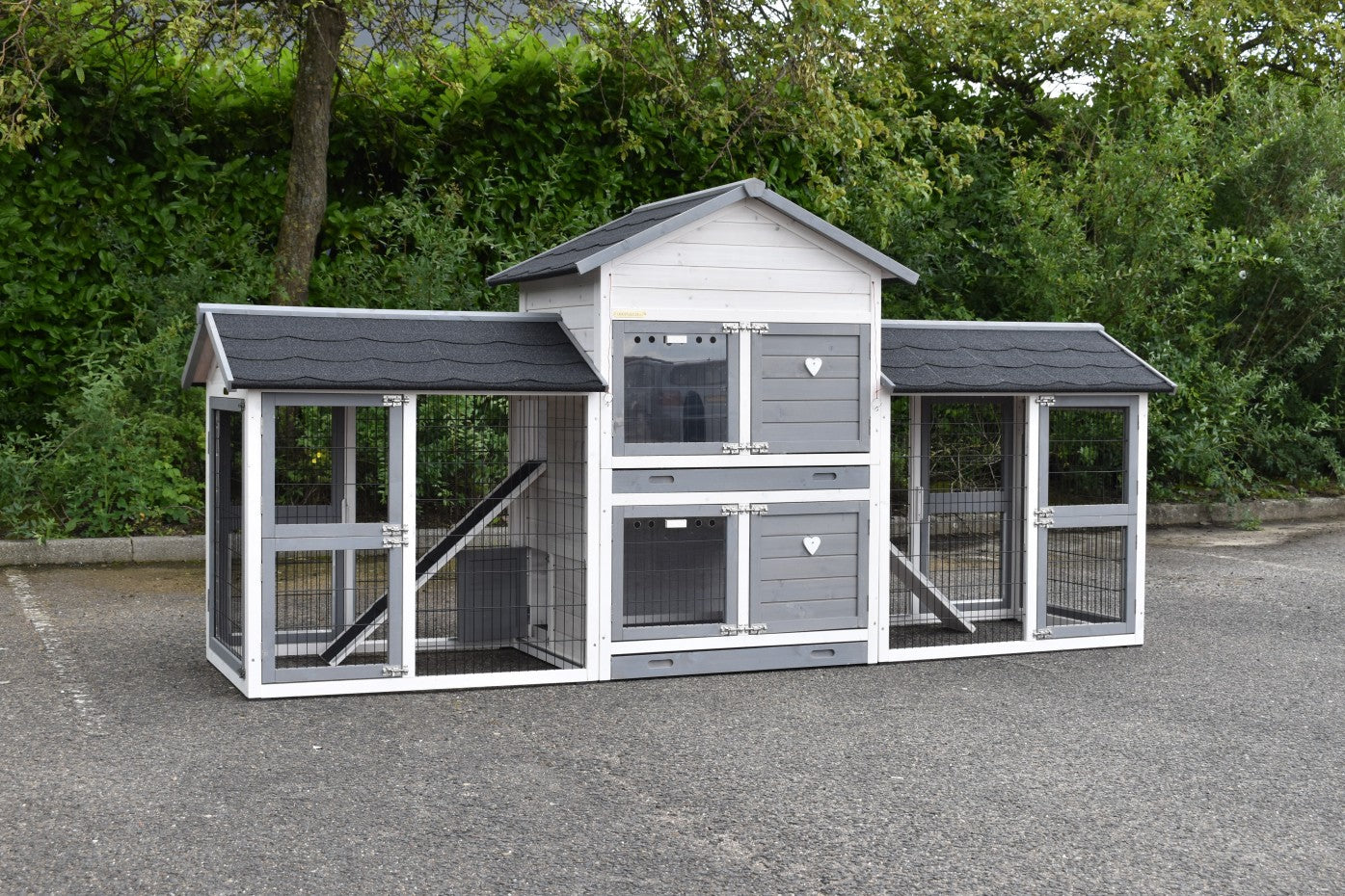 Double Medium Chicken Coop White-Grey