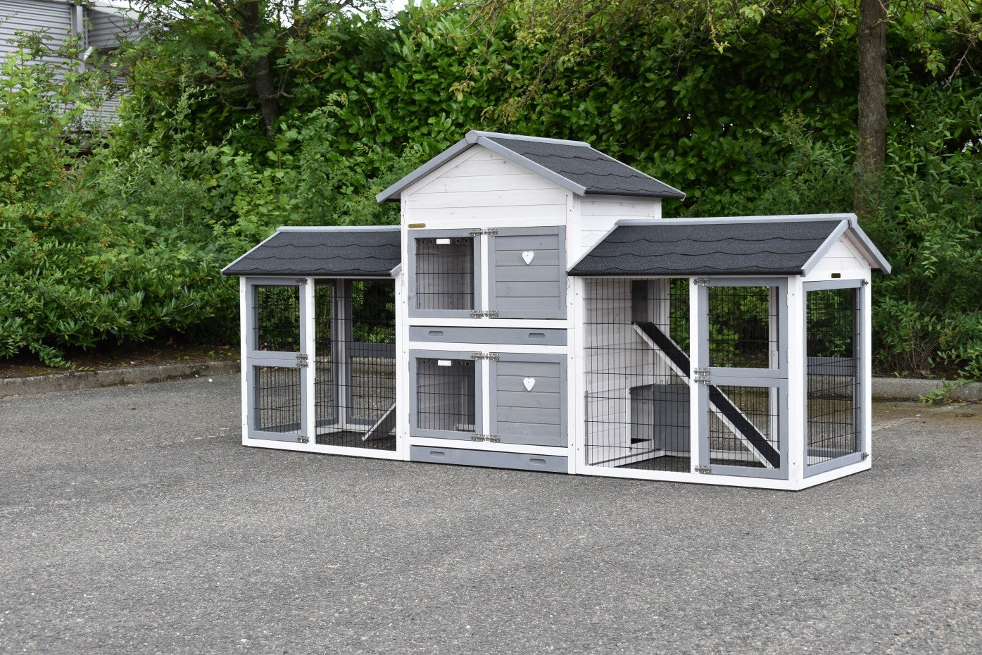 Double Medium Chicken Coop White-Grey