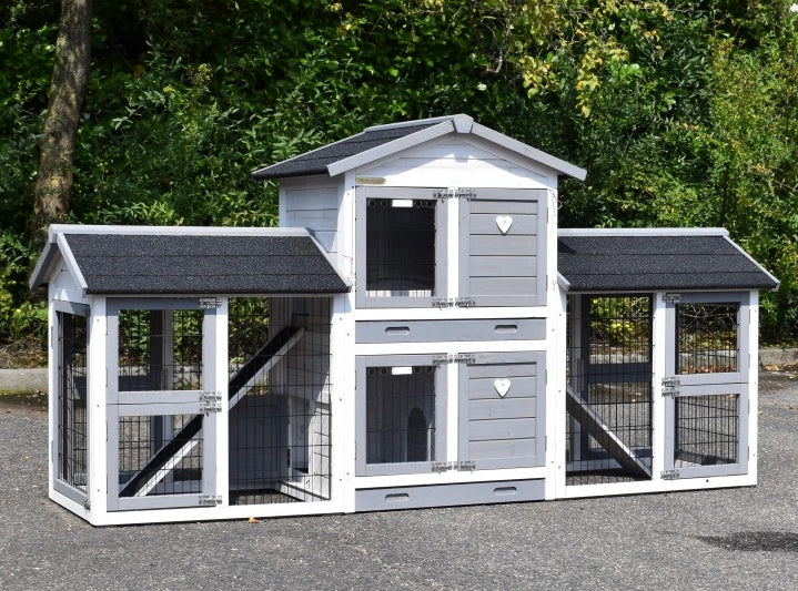 Double Small Chicken Coop White-Grey