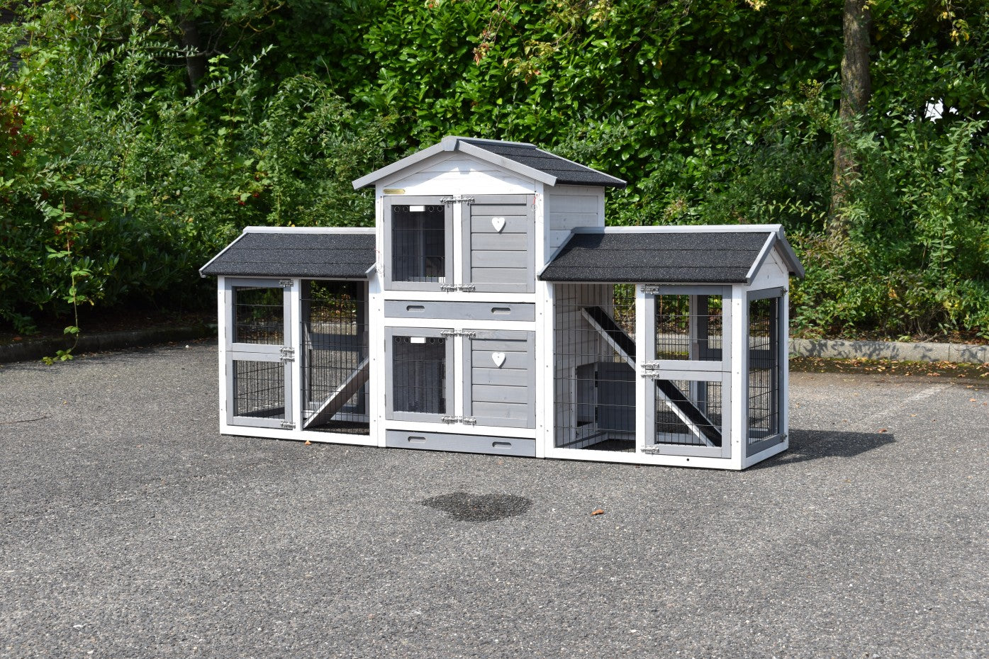 Double Small Chicken Coop White-Grey