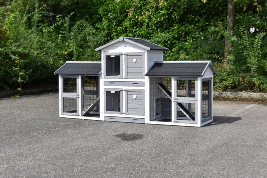 Double Small Chicken Coop White-Grey